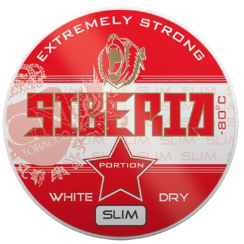 Siberia Red White Dry Slim Portion Snus, extreme strength, mint flavor, Swedish version
