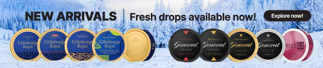New arrivals chewing tobacco – Göteborgs Rapé, General Voyage and XRIZE G3.